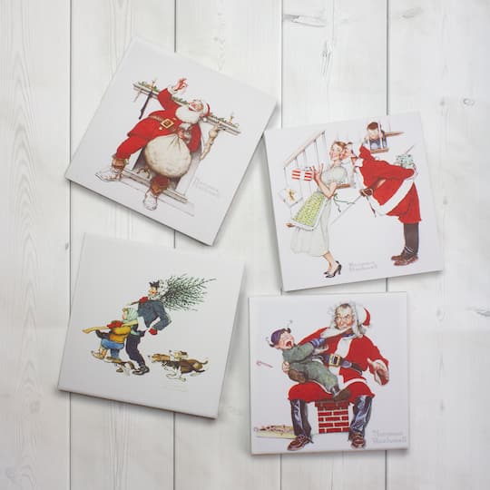 Classic Norman Rockwell Christmas Scene Canvas Prints Set, 4ct.